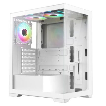 Vida Vetro White ARGB Gaming Case w/ Glass Front & Side